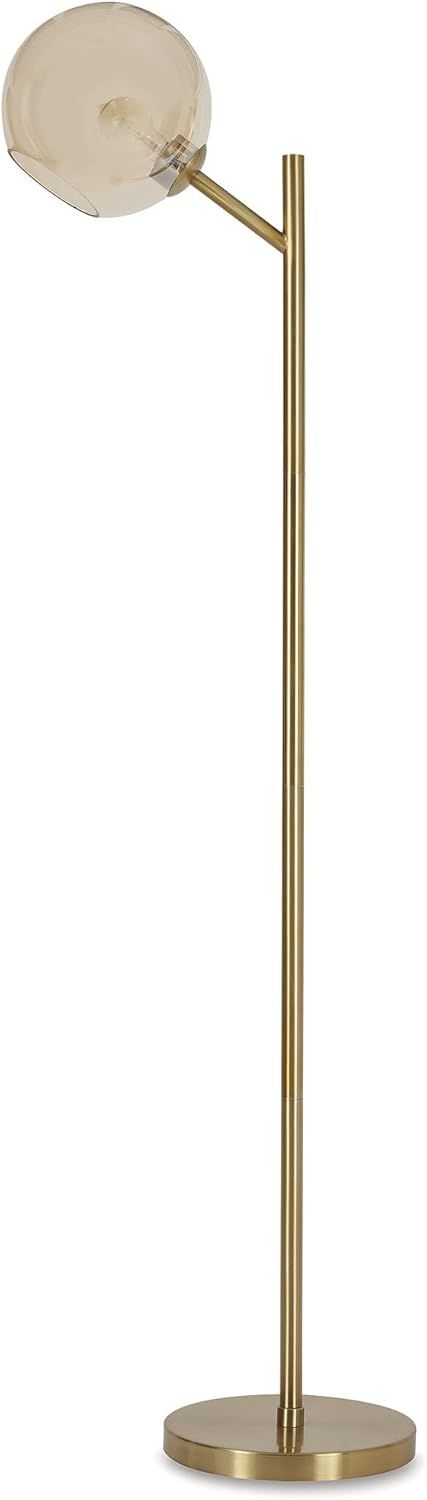 Abanson Modern Brown and Gold Floor Lamp with Glass Shade