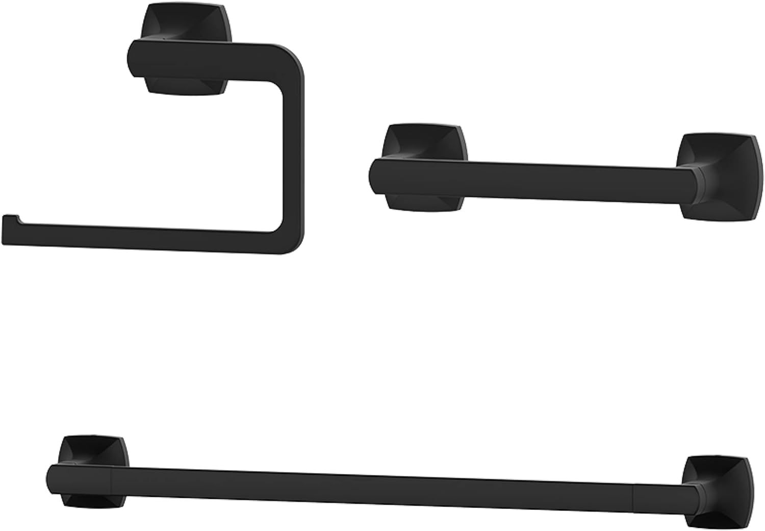 Matte Black Metal 3-Piece Bathroom Hardware Set