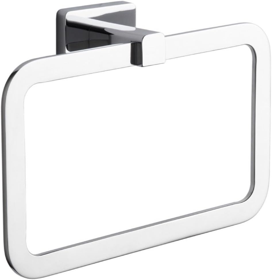 Polished Chrome Rectangular Wall Mounted Towel Ring