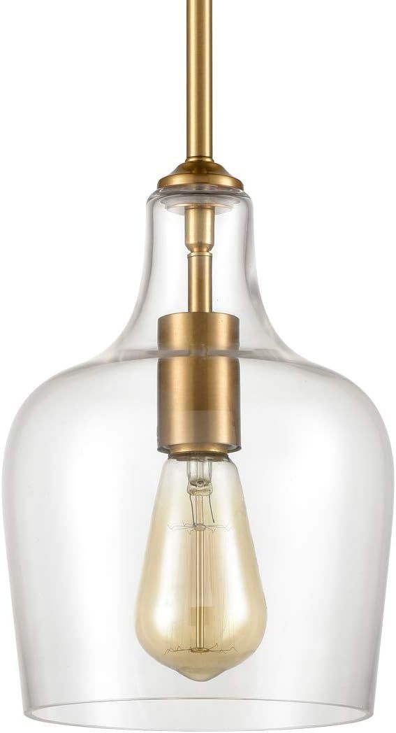 Modern Brass and Clear Glass Mini Pendant Light