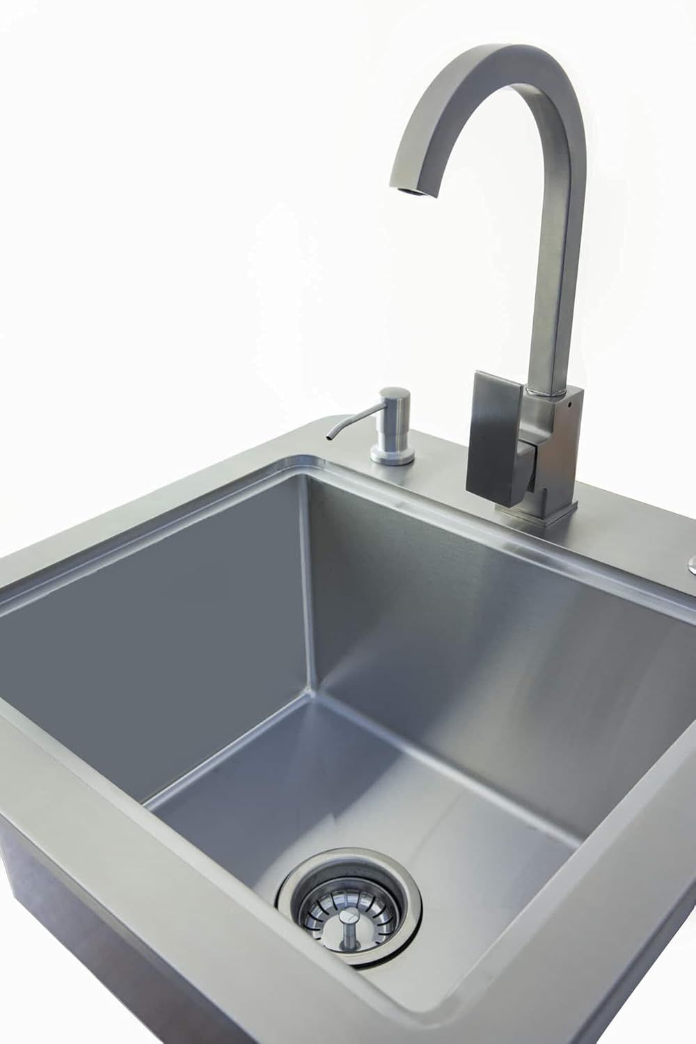 21" Stainless Steel Outdoor Kitchen Sink with Faucet and Soap Dispenser