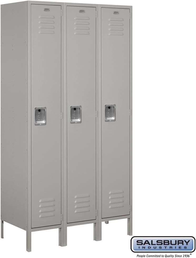 Gray Extra Wide Single Tier Metal Locker with Adjustable Shelves