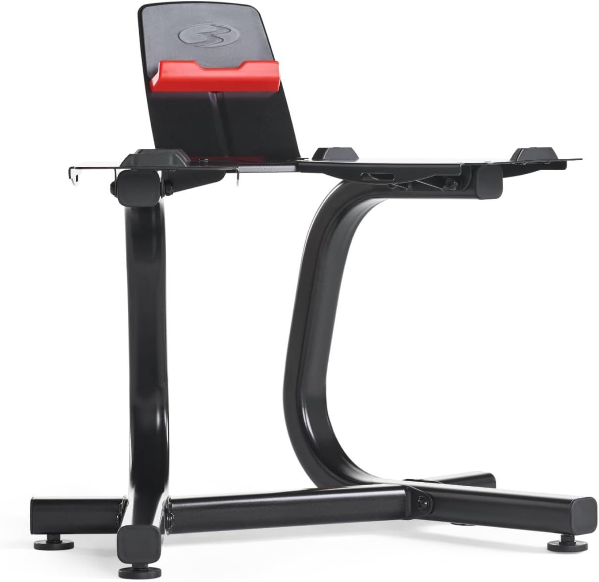 Black Ergonomic Dumbbell Stand with Media Rack