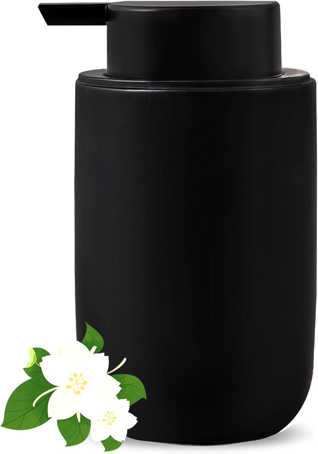 Matte Black Ceramic Cylindrical Soap Dispenser