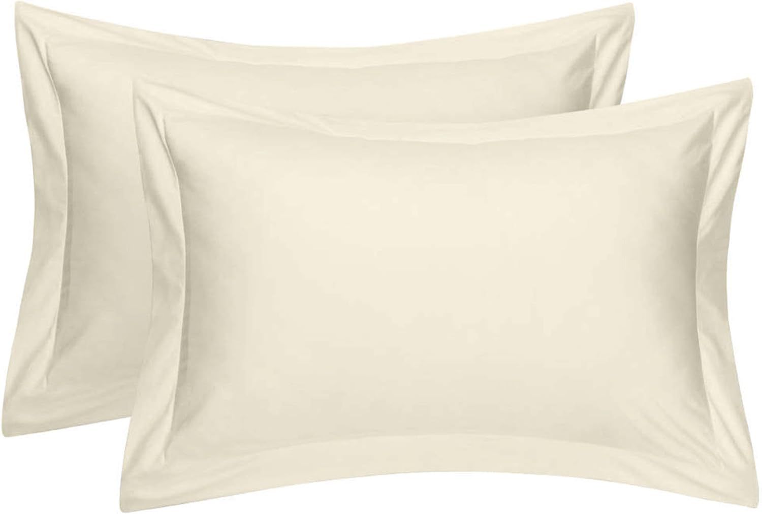 Ivory Cotton-Polyester Embroidered Standard Pillow Shams, 2-Pack