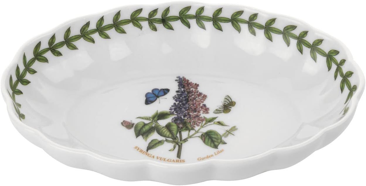 Botanic Garden Lilac Motif Fluted Porcelain Oval Dish