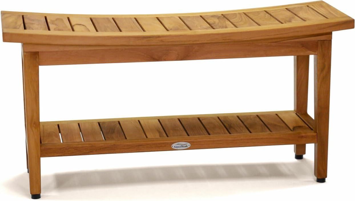 Maluku 36" Teak Shower Bench with Shelf