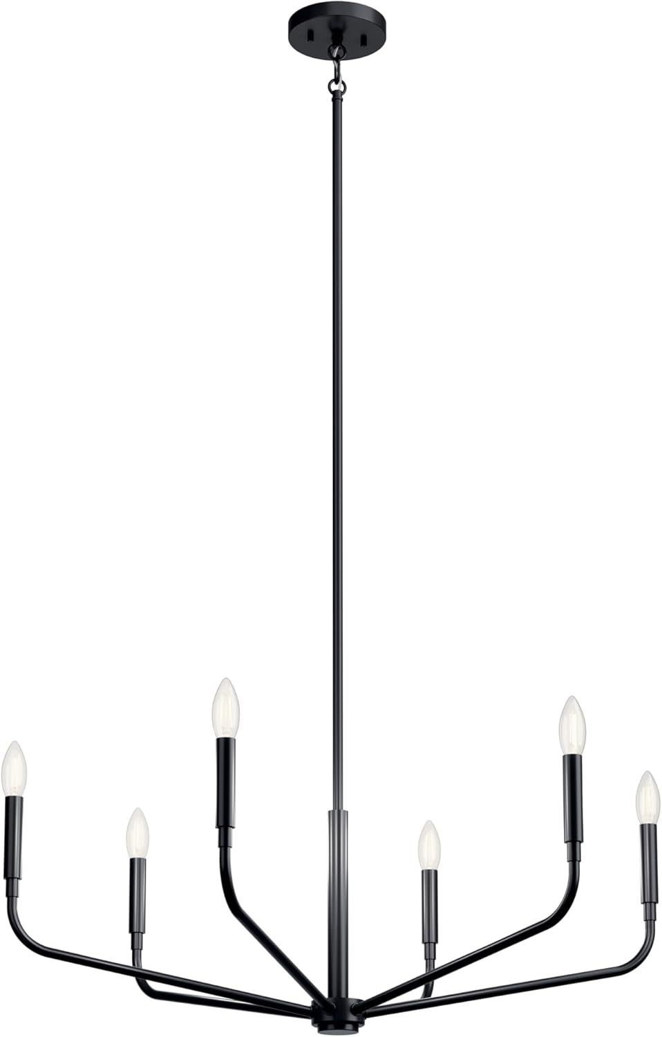 Black 6-Light Modern Candle Chandelier