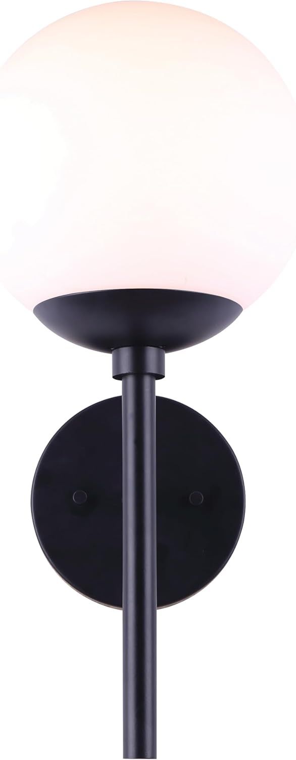 Black Matte Opal Glass Outdoor Lantern Sconce