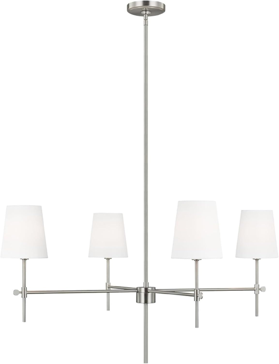 Brushed Nickel 4-Light Chandelier with White Linen Shades