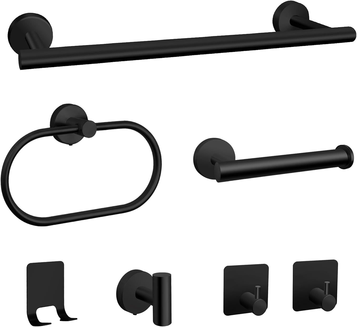 Matte Black Stainless Steel 7-Piece Bathroom Hardware Set