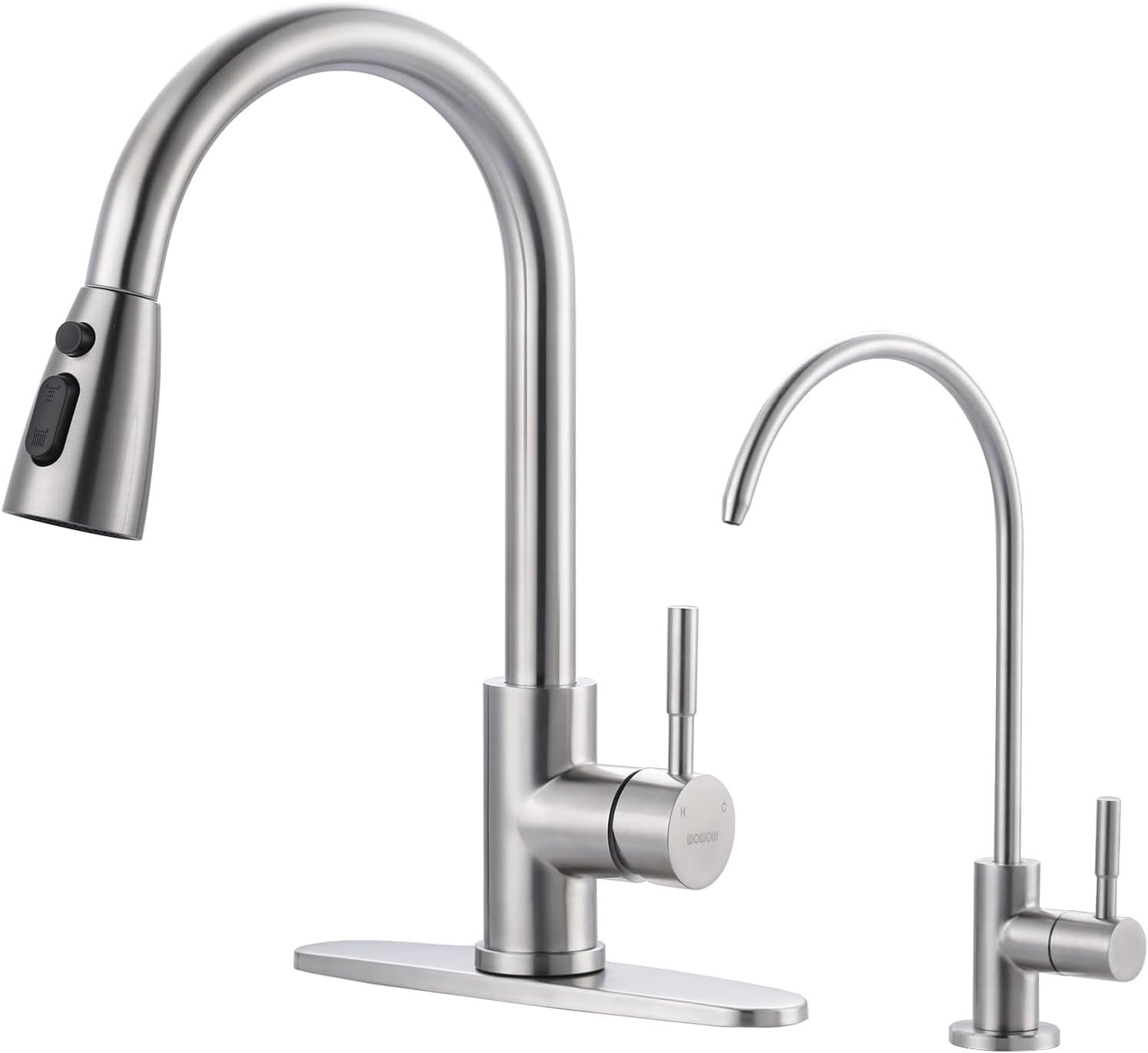 Brushed Nickel Stainless Steel Pull-out Spray Kitchen Faucet Set