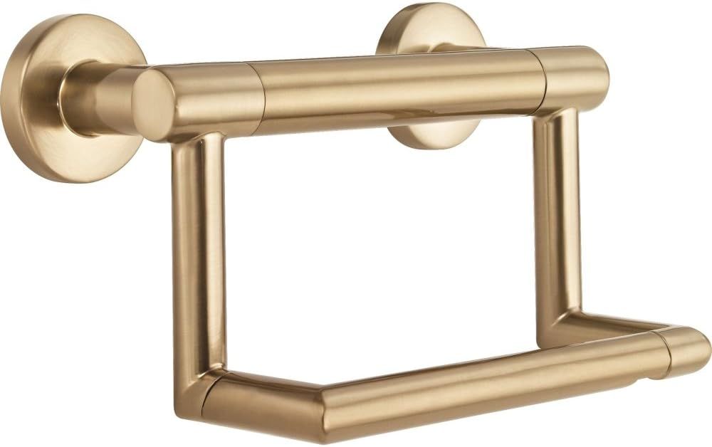 Champagne Bronze Wall Mount Toilet Paper Holder with Assist Bar