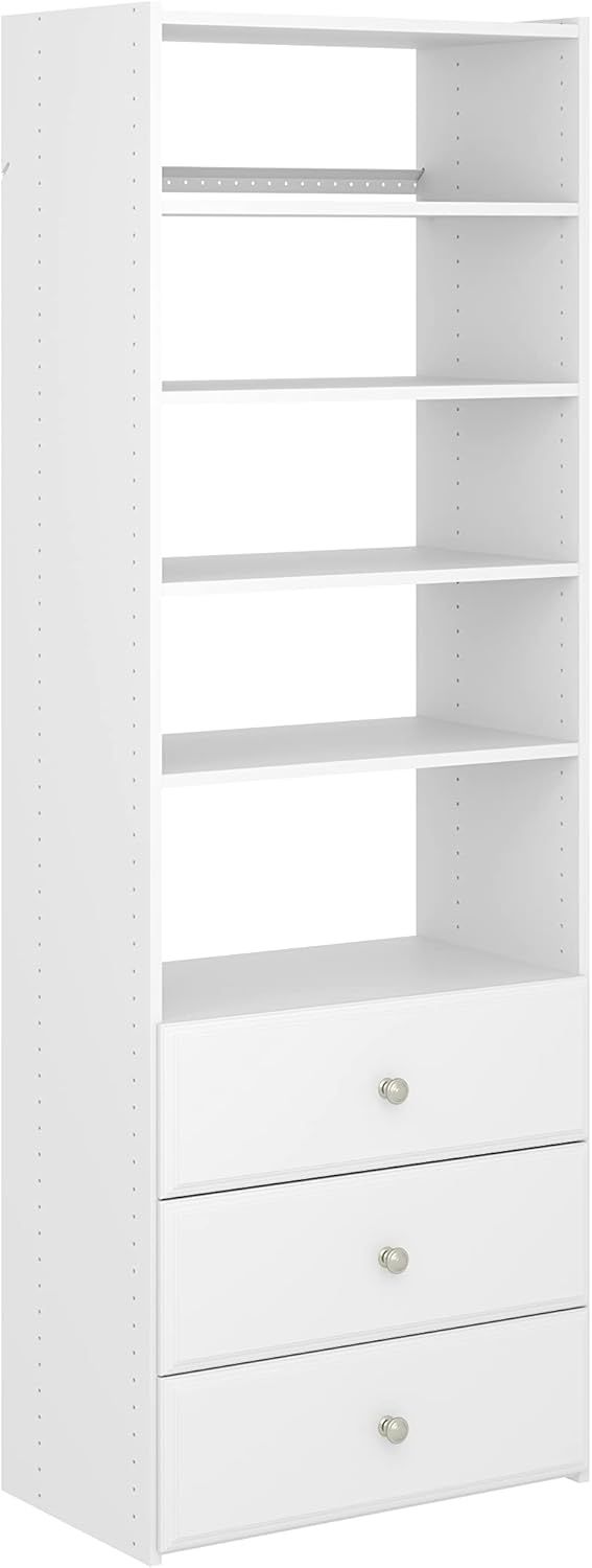 White Wood Closet Tower Kit with Drawers