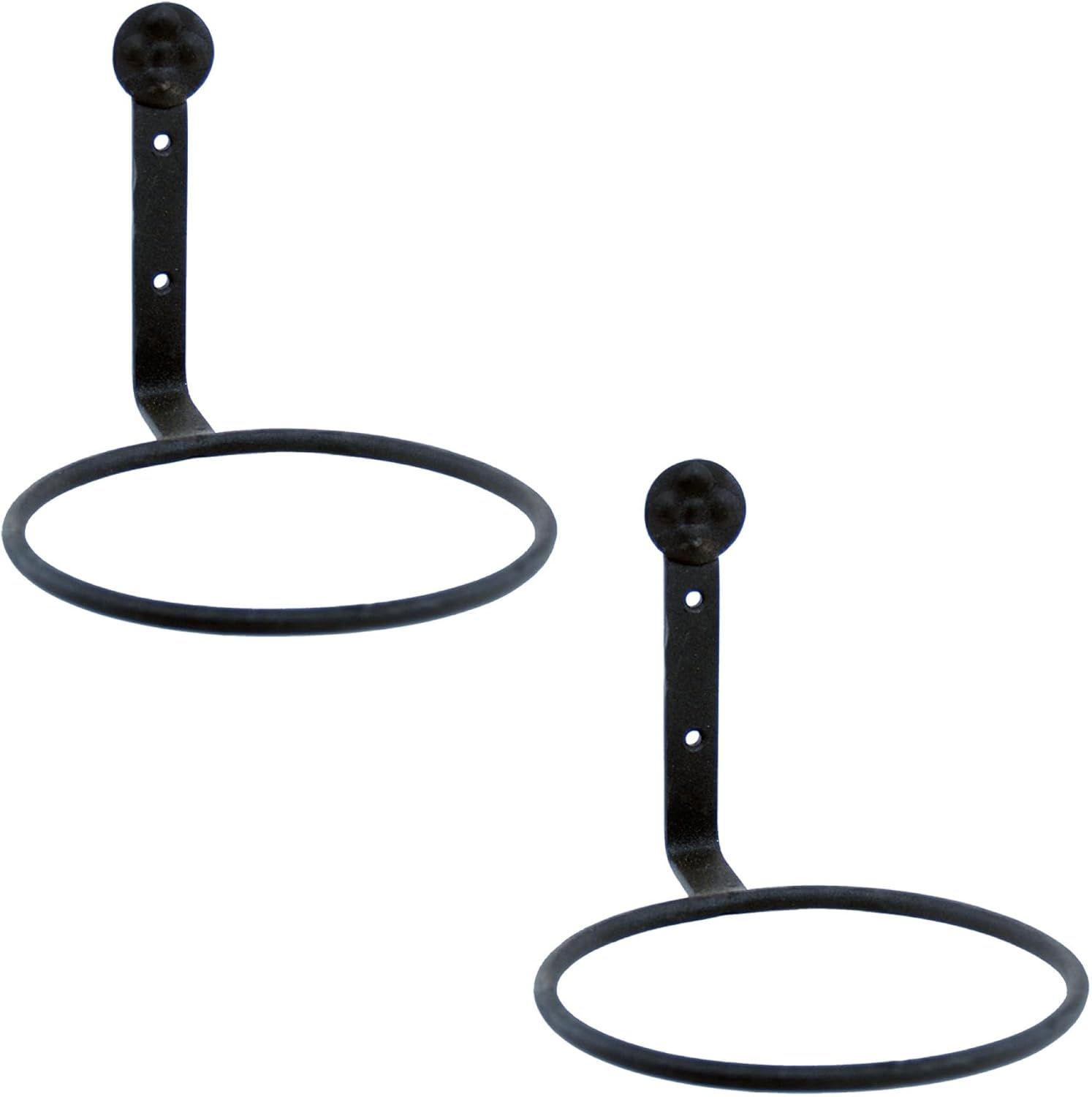 Black Wrought Iron Weather Resistant Flower Pot Rings, Set of 2