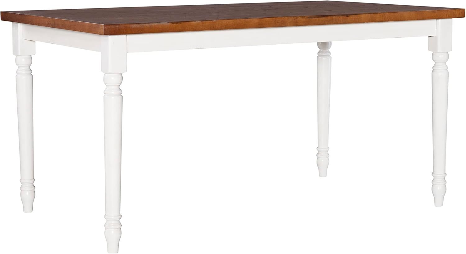 Farmhouse White and Honey Brown Wood Dining Table