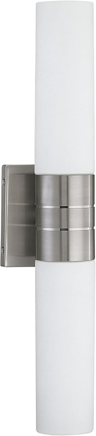 Brushed Nickel 21" Cylinder Wall Sconce with White Glass