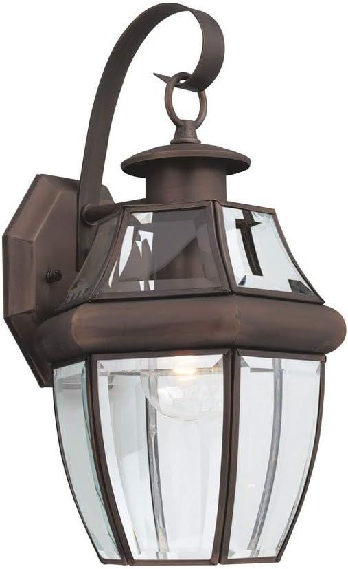 Antique Bronze Outdoor Wall Lantern with Clear Glass Shade