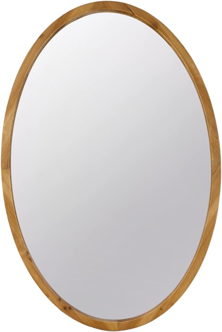 Elegant Oval Wood and Gold 24" Wall Dresser Mirror