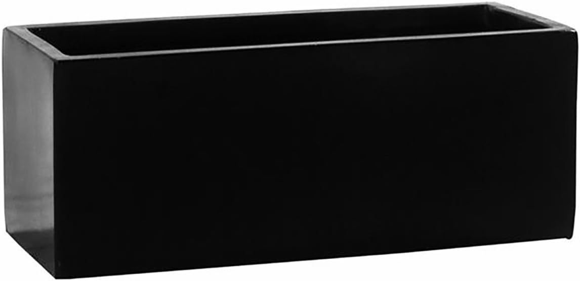 Elegant Black Fiberstone Rectangular Planter 20"L x 8"H - Indoor/Outdoor