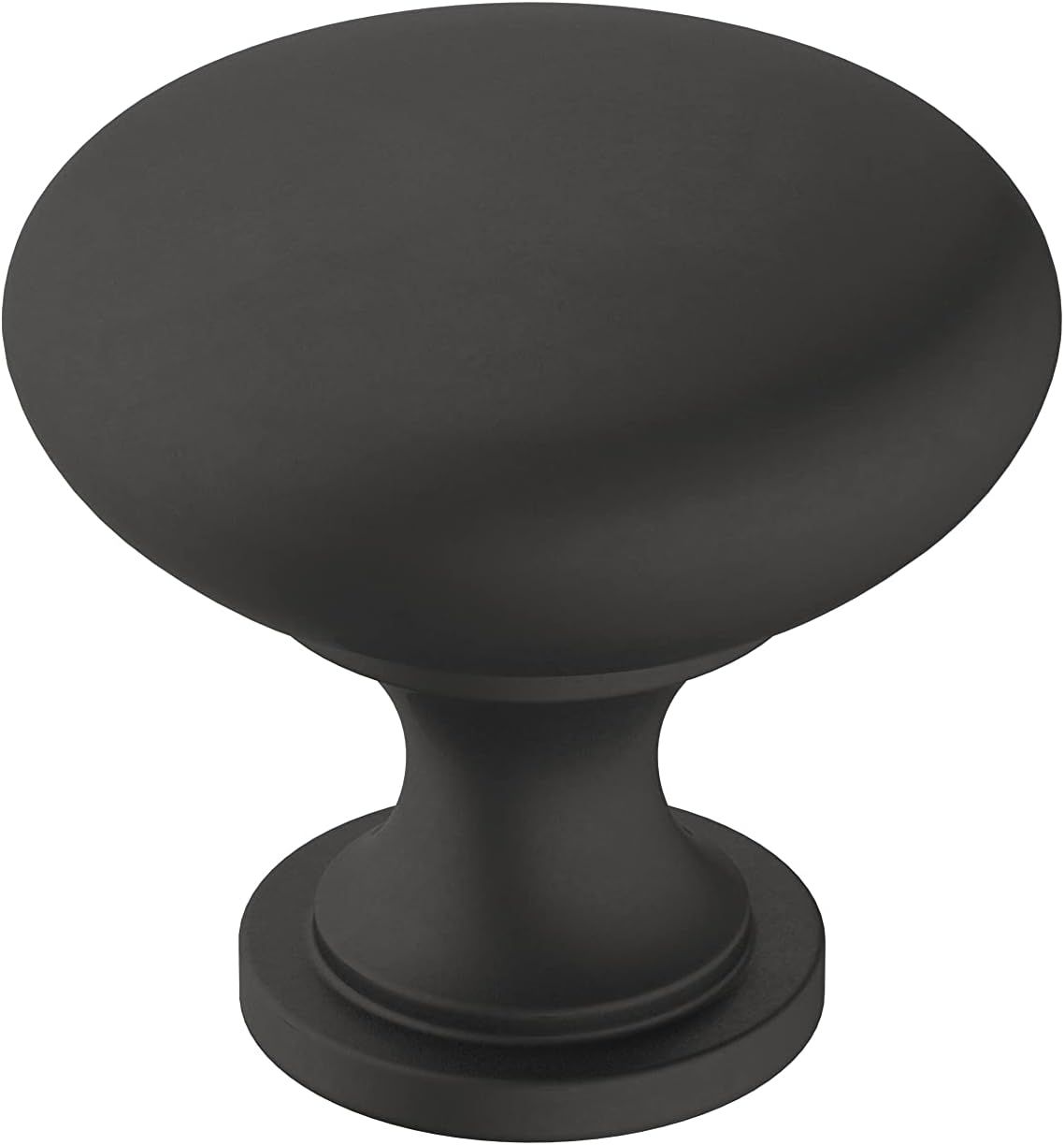 Matte Black Round Cabinet Knob with Mounting Hardware