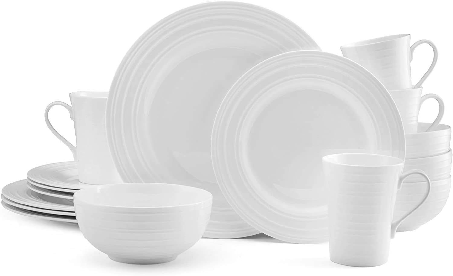 Ciara White Porcelain 16-Piece Dinnerware Set, Service for 4