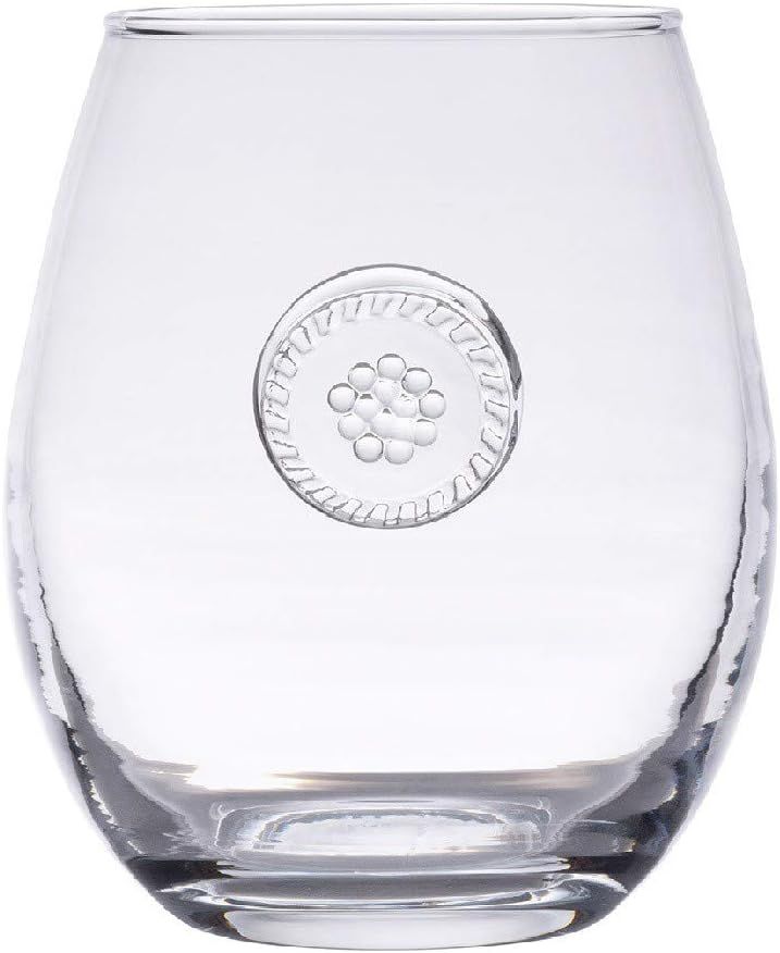 Clear Embossed Glass Stemless White Wine Glass