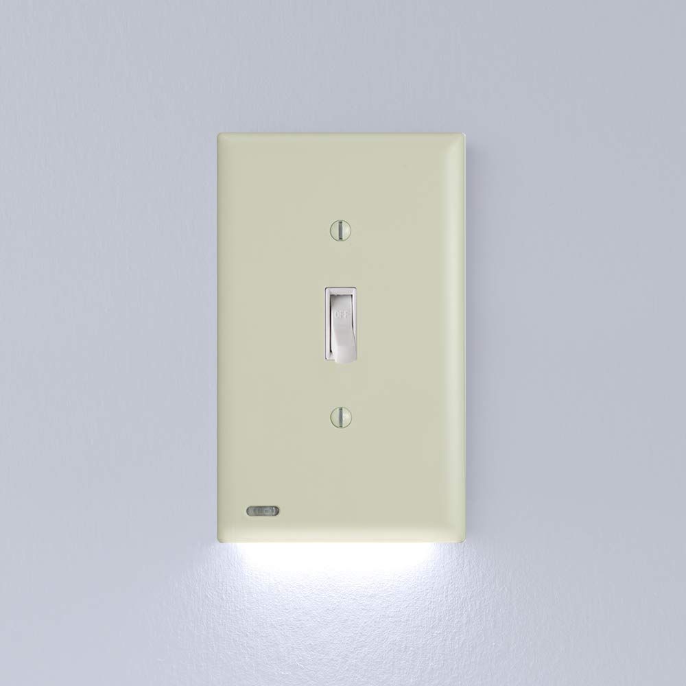 Ivory LED Night Light Single Switch Cover Plate