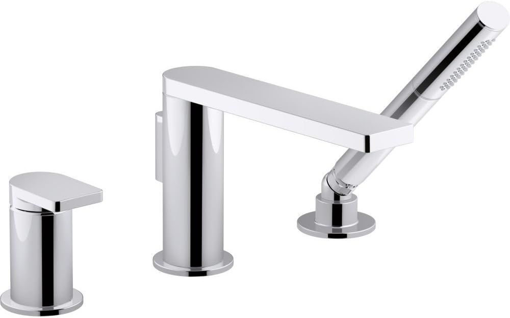 Composed Elegance Polished Chrome Roman Tub Faucet with Handshower