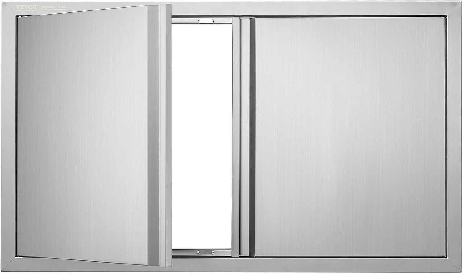 Stainless Steel Double Outdoor Kitchen Access Door 36x21 Inch