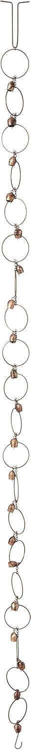 Flamed Copper Bell Rain Chain with Circular Design