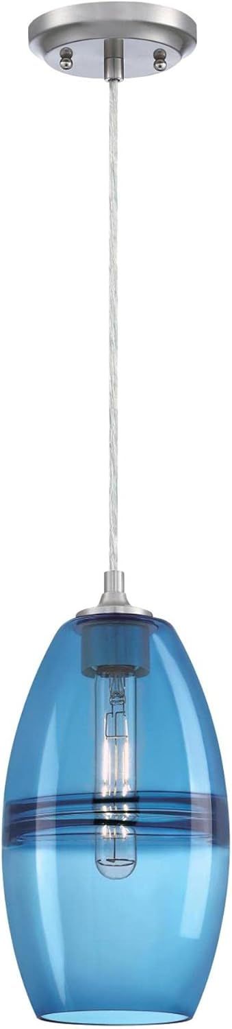 Soren Sapphire Glass Mini Pendant Light in Brushed Nickel