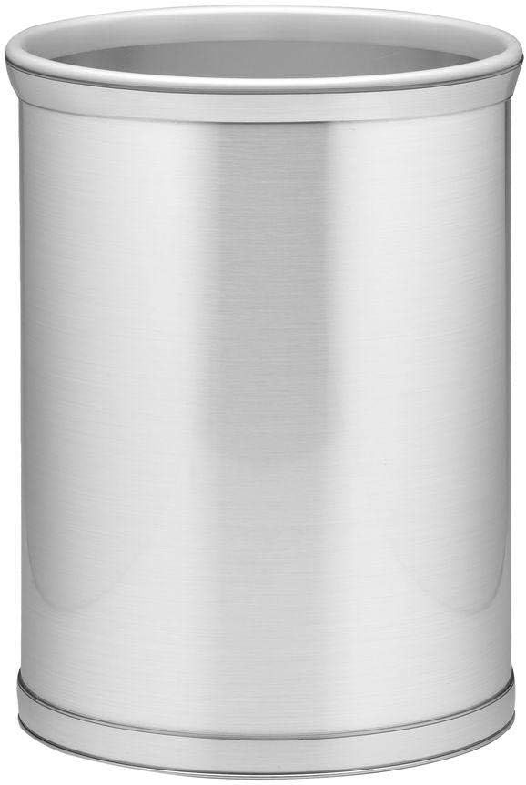 Brushed Chrome 13 Quart Waste Basket with Grey Bumper