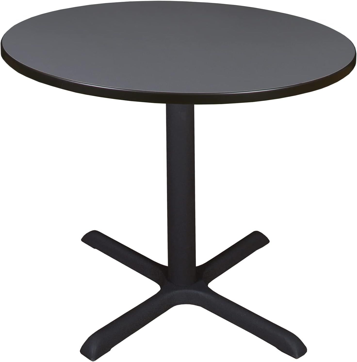 Cain 36" Round Grey Laminate Breakroom Table with Steel Base