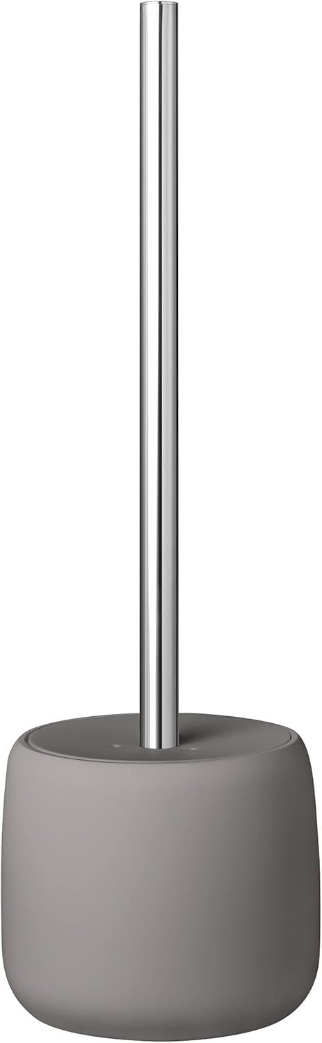 Taupe Silicone and Stainless Steel Freestanding Toilet Plunger Set