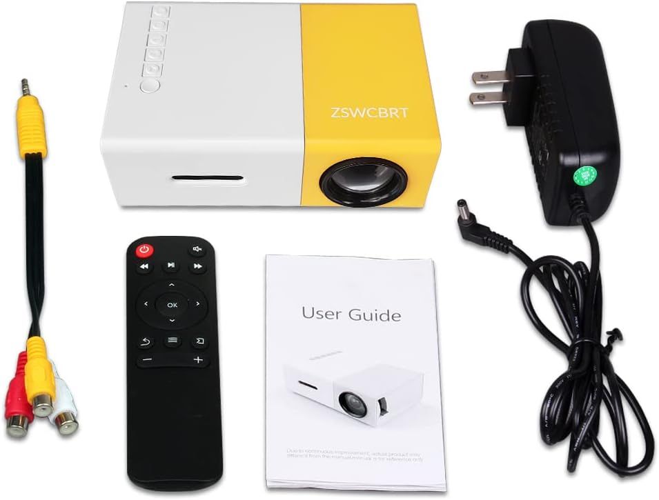 Compact Yellow and White LED Wi-Fi Mini Projector