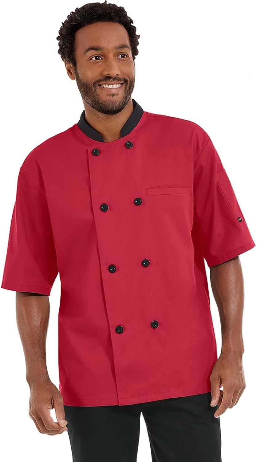 Men's Red Short Sleeve Double Breasted Chef Coat