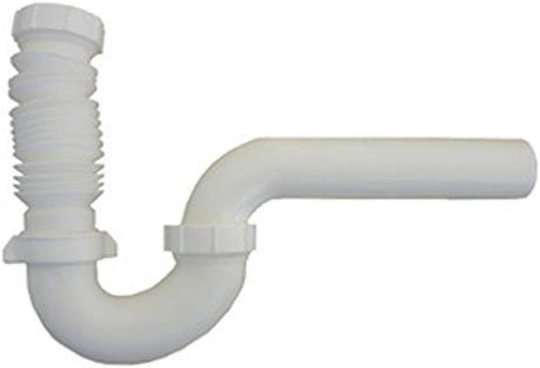 White PVC Flexible P-Trap with Nuts and Washers