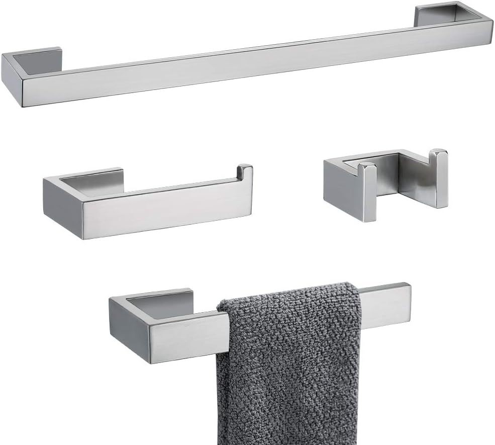 Brushed Nickel 4-Piece Stainless Steel Bathroom Hardware Set