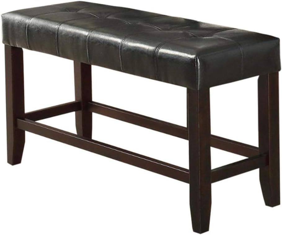 48" Black Faux Marble and Wood Dining Bench