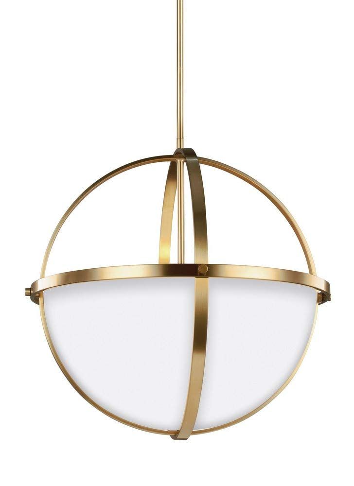 Alturas 3-Light Satin Brass Pendant with Etched White Glass