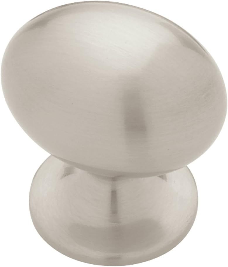 Satin Nickel Oval Egg Cabinet Knob with Mounting Hardware