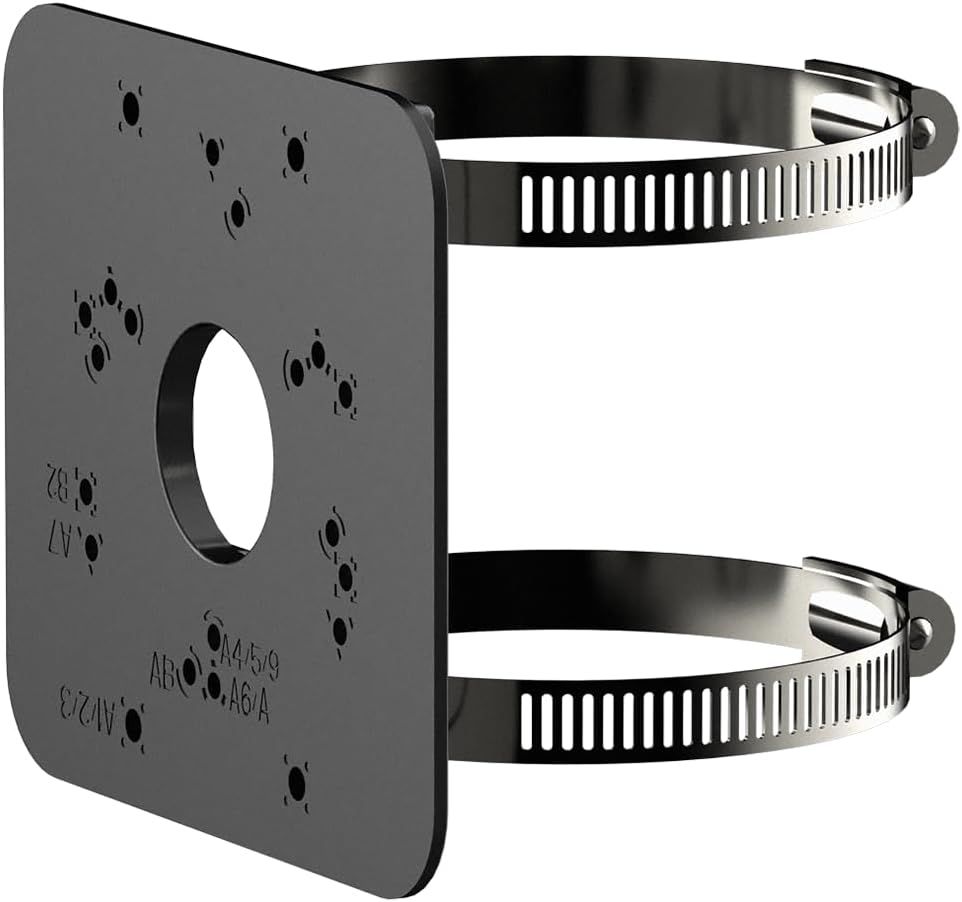 Black Aluminum Pole Mounting Bracket with Straps and Screws