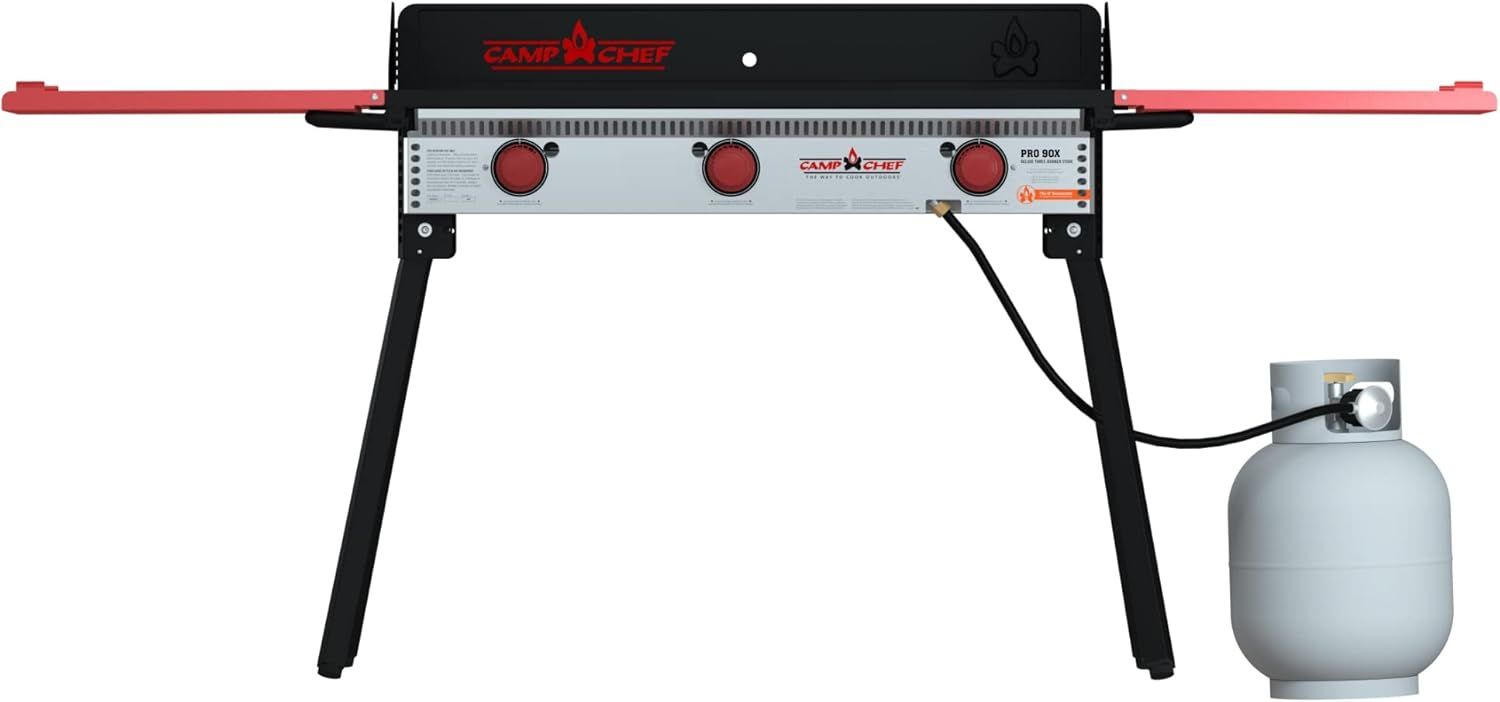 Pro 90X Black and Red 3-Burner Gas Stove