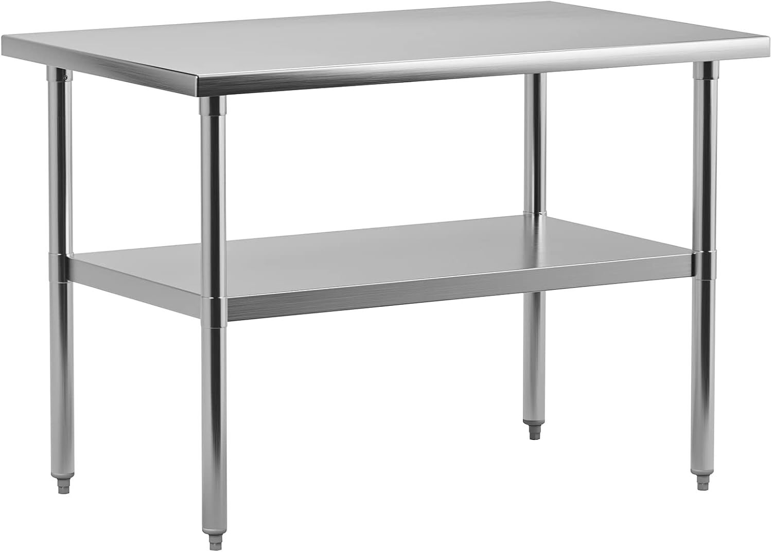 Polished Stainless Steel Work Table with Undershelf, 30" x 24"