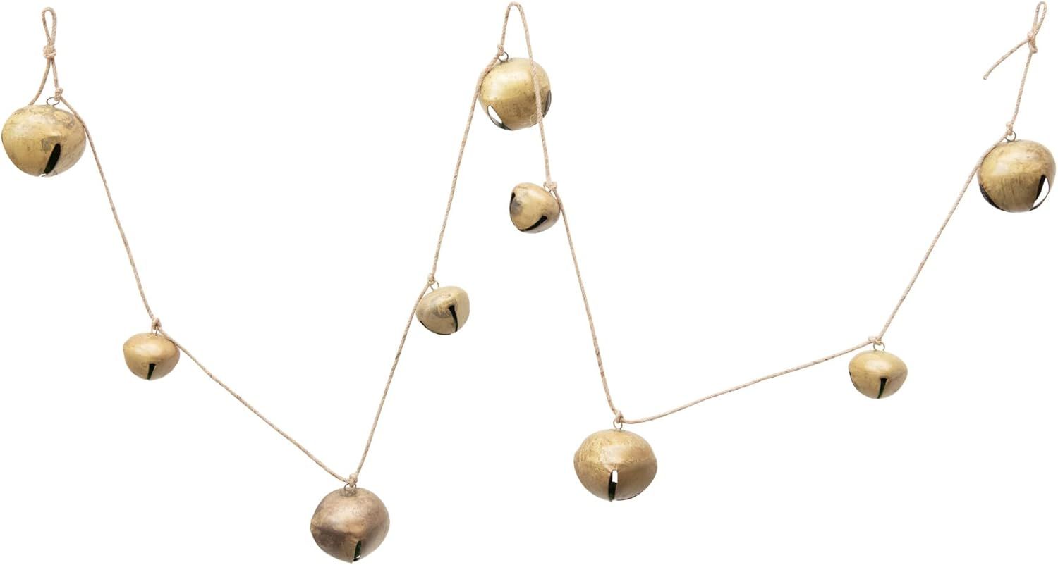 Gold Metal Jingle Bell Garland for Festive Decor