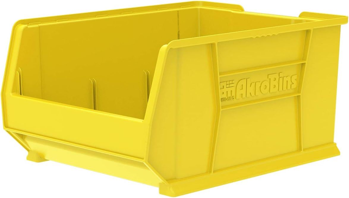 Yellow Heavy-Duty Plastic Stackable Storage Bin