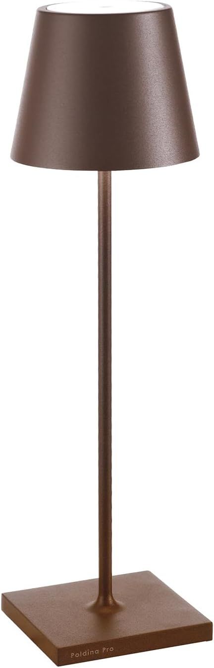 Rust Cordless Outdoor Touch-Control Table Lamp with LED Light