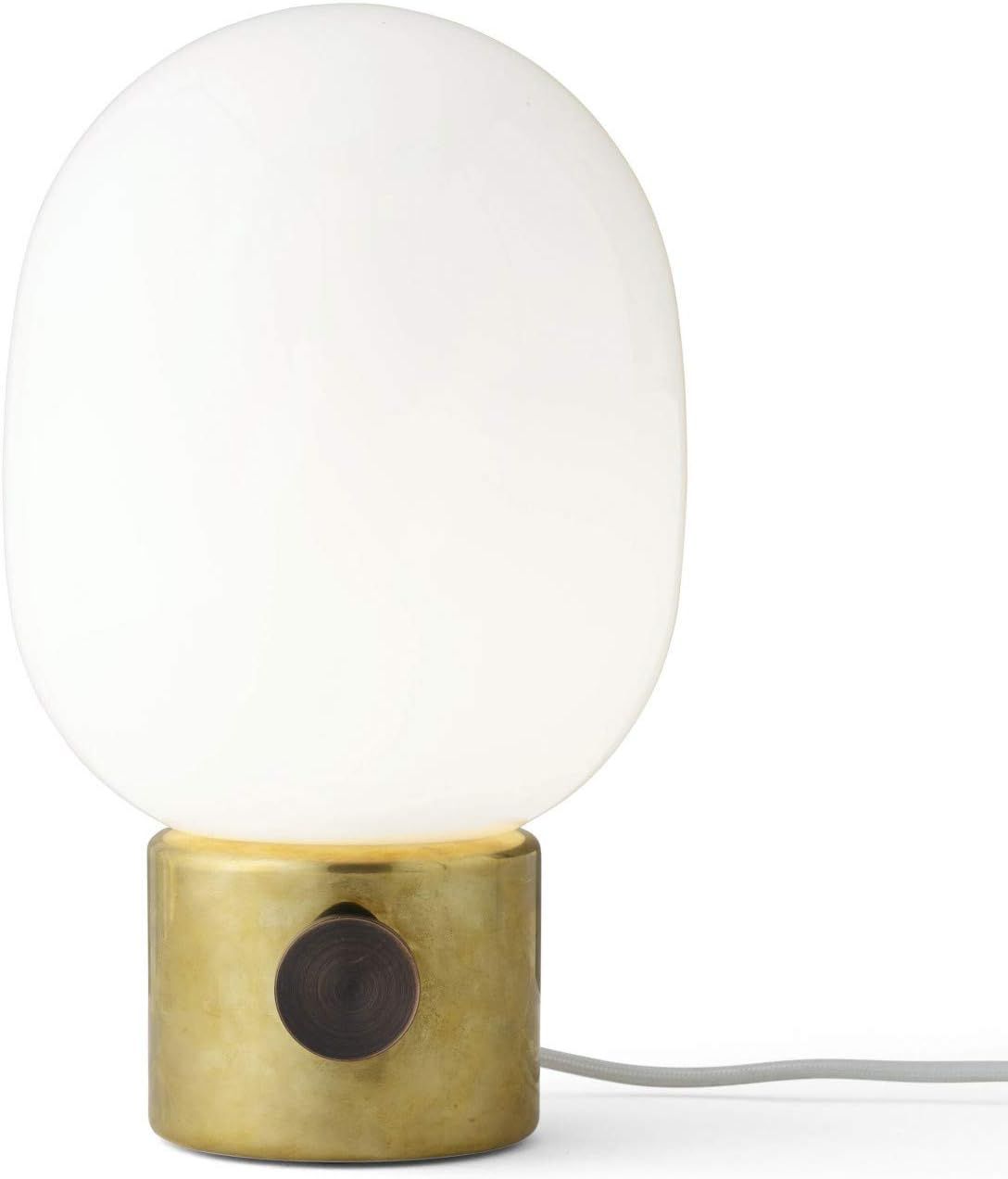 Polished Brass and Opal Glass Adjustable Table Lamp