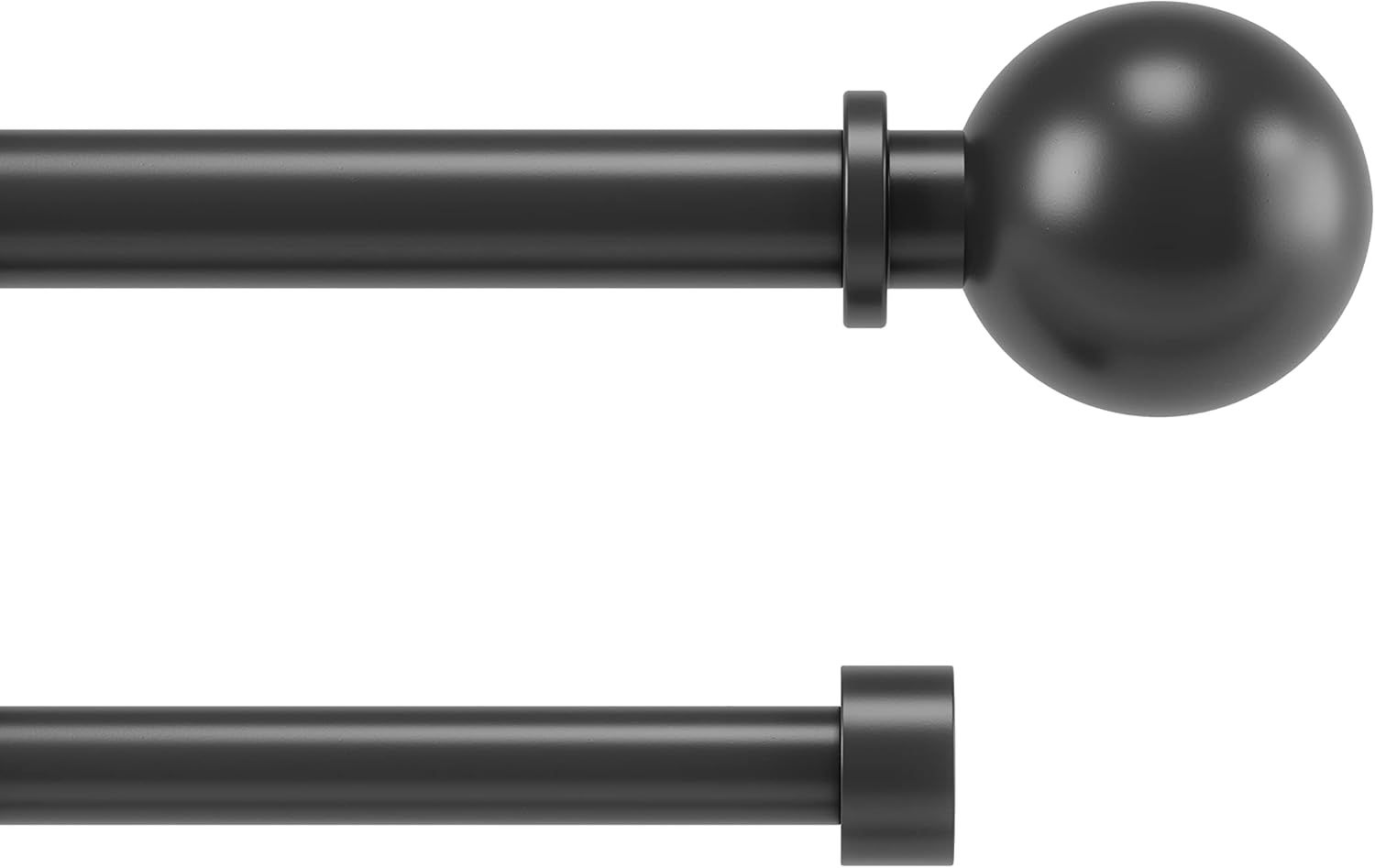 Bolas Black Adjustable Double Curtain Rod with Finials, 36-72 inch